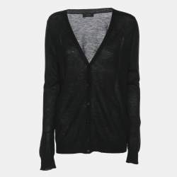 Joseph Black Cashmere Knit Button Front Sweater S