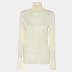 Joseph Cream Wool Knit High Neck Sweater S