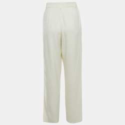 Pre Owned Joseph Off-White Crepe Linen Trousers M