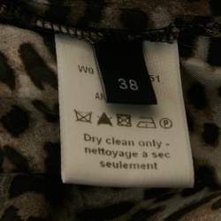 Pre Owned Joseph Grey Animal Print Silk Button Front Jumpsuit M