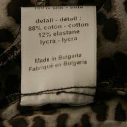 Pre Owned Joseph Grey Animal Print Silk Button Front Jumpsuit M