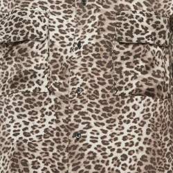 Pre Owned Joseph Grey Animal Print Silk Button Front Jumpsuit M