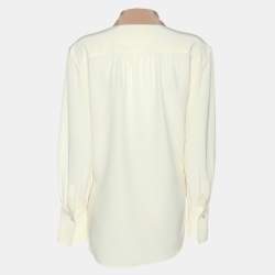 Pre Owned قميص جوزيف إيفورا حرير أكمام طويلة كريمي/بيج مقاس وسط (ميديم)