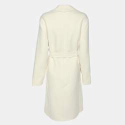 Pre Owned Joseph Off White Wool & Cashmere Cenda Double Face Coat M