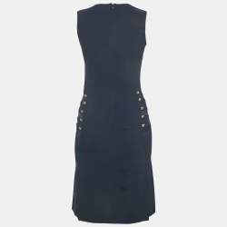 Pre Owned Joseph Navy Blue Stretch Crepe Button Detail Sleeveless Short Dress S