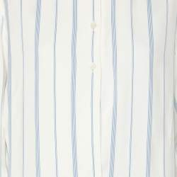 Pre Owned Joseph White/Blue Striped Viscose Midi Dress S