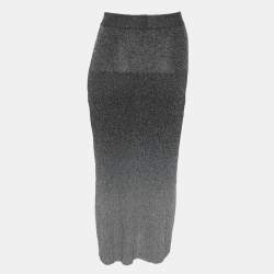 Pre Owned Joseph Metallic Grey Lurex Knit Dip Dye Midi Skirt XS