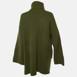 Pre Owned Joseph Green Wool Knit Turtle Neck Poncho S