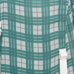 Pre Owned Joseph Green /White Checkered Cotton & Crepe Belt Detail T-Shirt L