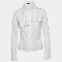 Pre Owned Joseph White Cotton Neck Tie Detail Shirt M