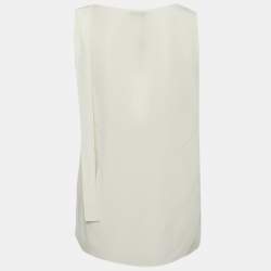 Pre Owned Joseph Beige Silk Tie Detail Sheer Sleeveless Top M 