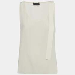 Pre Owned Joseph Beige Silk Tie Detail Sheer Sleeveless Top M 