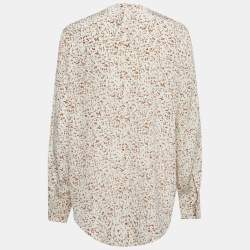 Pre Owned Joseph Beige Printed Silk Blouse L