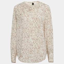 Pre Owned Joseph Beige Printed Silk Blouse L