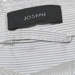 Pre Owned Joseph White Striped Silk Ruffle Neck Shirt Dress M