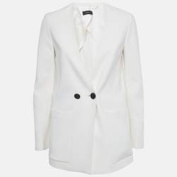 Pre Owned Joseph White Crepe Double Breasted Lambert Blazer S