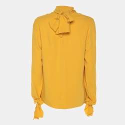 Pre Owned Joseph Yellow Crepe Todd Cady Tops S