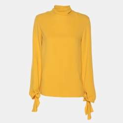 Pre Owned Joseph Yellow Crepe Todd Cady Tops S