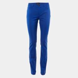 Pre Owned Joseph Blue Cotton Blend Slim Fit Trousers M