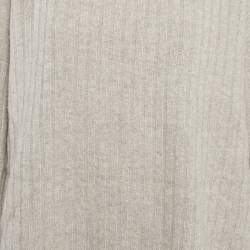 Pre Owned Joseph Grey Rib Knit Side Slit Turtle Neck Sweater M