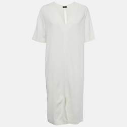 مملوكة مسبقًا فستان جوزيف شيفت كريب أبيض مقاس متوسط