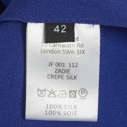 Pre Owned فستان جوزيف حرير كشكش أزرق غير متماثل مقاس كبير (لارج)