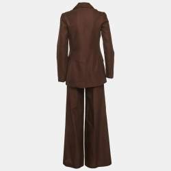 مملوكة مسبقًا بذلة حرير جوزيف بني مزدوج الصدر مع بنطال مقاس صغير (سمول)