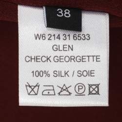 Pre Owned Joseph Red Silk Glen Check Georgette Midi Dress M