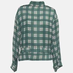 مملوكة مسبقًا Joseph Green Canvas Check Silk  Royce Jacket M
