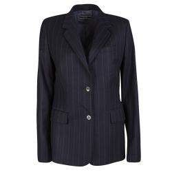 Joseph Black Striped Wool Tailored Blazer L
