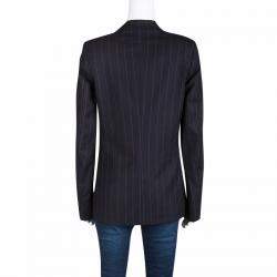 Joseph Black Striped Wool Tailored Blazer L
