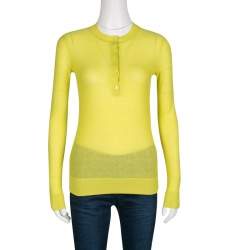 Joseph Lime Green Cashmere Henley Sweater S