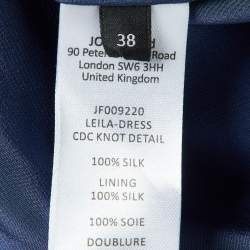 Pre Owned Joseph Harbour Blue Crepe de Chine Knot Detail Leila Long Dress M