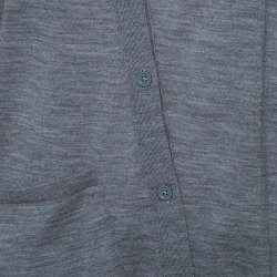 Joseph Grey Merinos Wool Ribbed Trim Asymmetric Cardigan XS