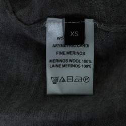 Joseph Grey Merinos Wool Ribbed Trim Asymmetric Cardigan XS