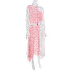 Joseph Pastel Peony Printed Silk Handkerchief Hem Belted Cyprien Shirt Dress M