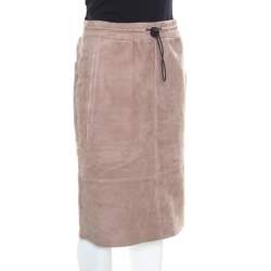 Joseph Rose Taupe Suede Drawstring Detail Margo Pencil Skirt S