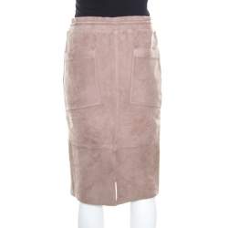Joseph Rose Taupe Suede Drawstring Detail Margo Pencil Skirt S