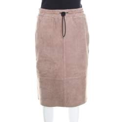Joseph Rose Taupe Suede Drawstring Detail Margo Pencil Skirt S
