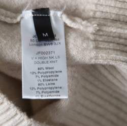 Joseph Beige and Yellow Faux Layered V+High Neck Wool Blend Sweater M