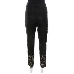 Joseph Black Lace Straight Leg Lennox Trousers L 