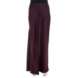Pre Owned Joseph Aubergine Purple Satin Silk Theo Maxi Skirt M