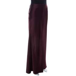 Pre Owned Joseph Aubergine Purple Satin Silk Theo Maxi Skirt M