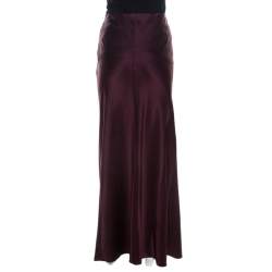 Pre Owned Joseph Aubergine Purple Satin Silk Theo Maxi Skirt M