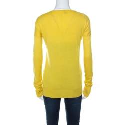 Joseph Yellow Silk Blend Knit Button Front Cardigan S 