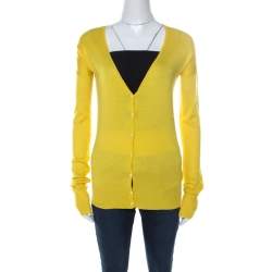 Joseph Yellow Silk Blend Knit Button Front Cardigan S 