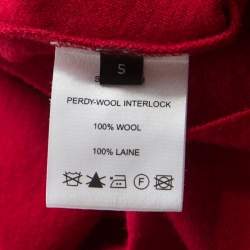 Joseph Red Wool Asymmetrical Ruched Detail Sleeveless Top S