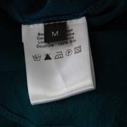 Pre Owned كارديغان قصات أزرار أمامية صوف و حرير أزرق مخضر M