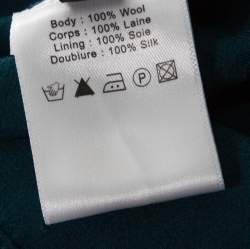 Pre Owned كارديغان قصات أزرار أمامية صوف و حرير أزرق مخضر M