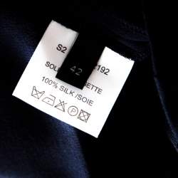 Pre Owned Joseph Navy Silk Georgette Pleated Wrap Maxi Skirt L